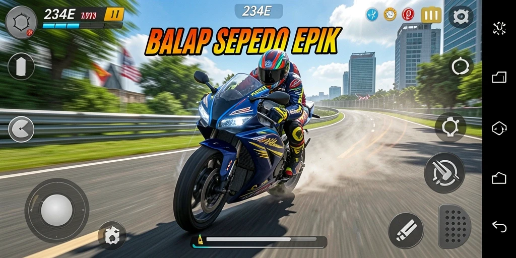Gameplay balap sepeda motor yang seru dan menegangkan.