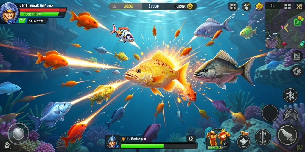 Screenshot dari gameplay AYU89 menampilkan aksi Tembak Ikan yang seru.