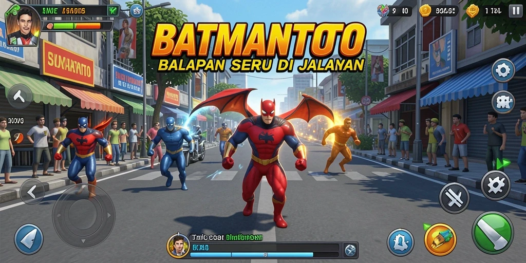 Screenshot gameplay BATMANTOTO dengan aksi balapan yang seru.