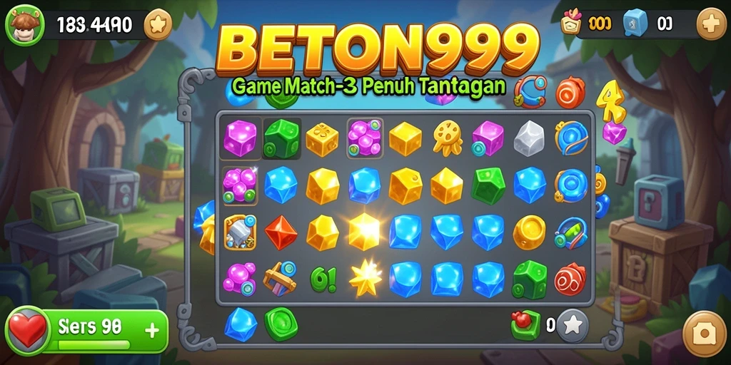 Screenshot dari gameplay seru BETON999 menunjukkan momen pencocokan objek.
