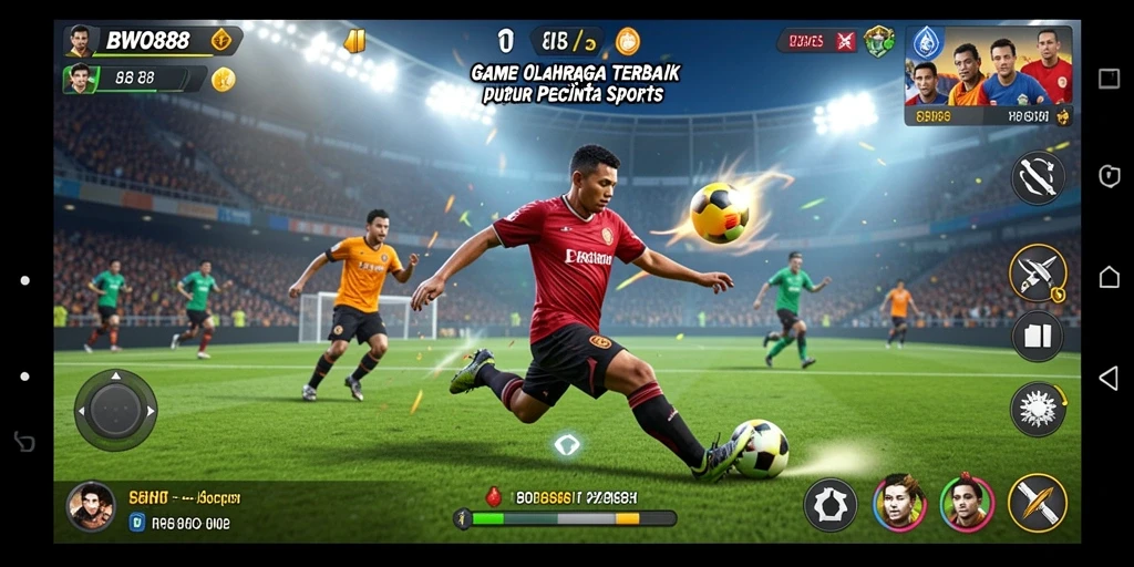 Screenshot utama BWO888 menampilkan aksi seru dalam pertandingan olahraga.