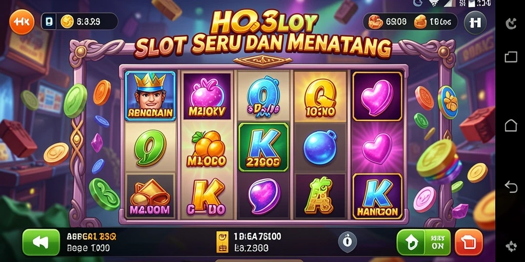 Tampilan gameplay HO3 dengan simbol menarik dan fitur bonus mengesankan.