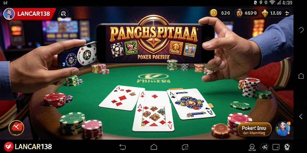 Gameplay seru LANCAR138 saat bermain Poker dengan teman.