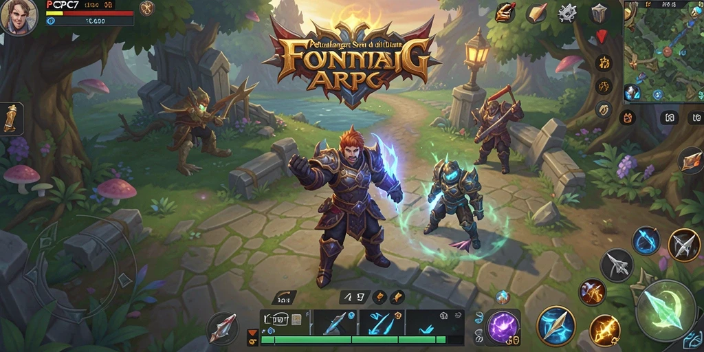 Screenshot menunjukkan aksi pertarungan karakter dalam dunia fantasi ARPG.