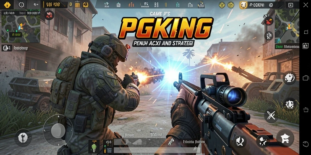 Screenshot PGKING menunjukkan aksi menembak yang intens dan mendebarkan.