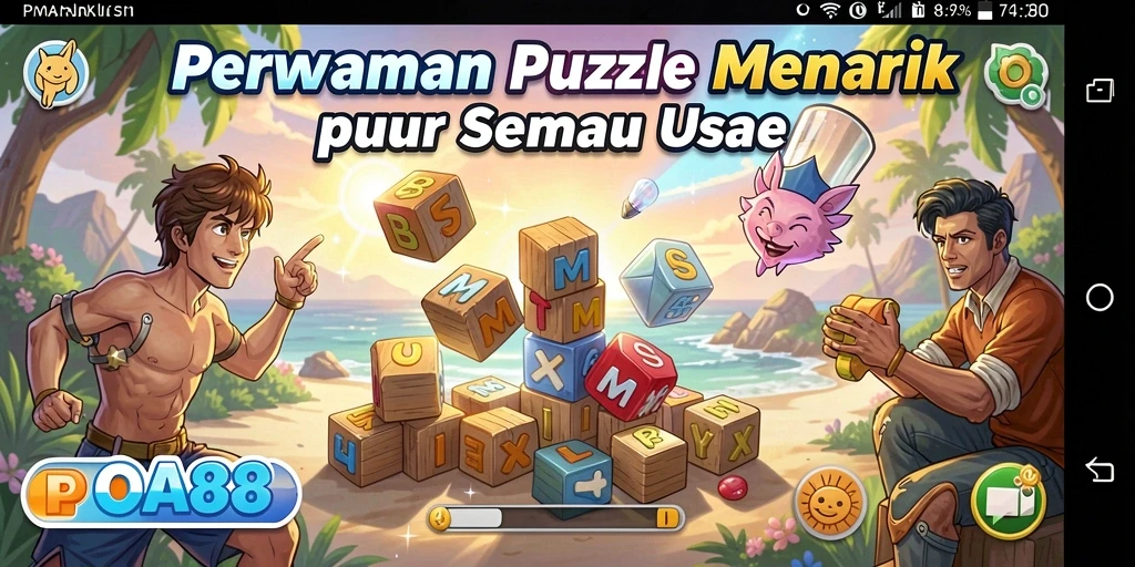 Tampilan gameplay menarik dalam permainan puzzle POA88.