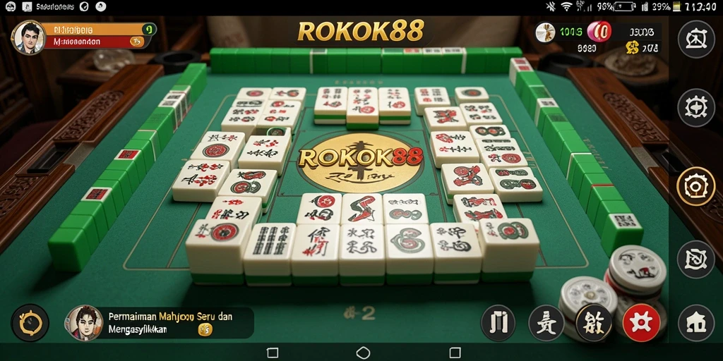 Tampilan gameplay ROKOK88 dengan elemen Mahjong yang menarik.