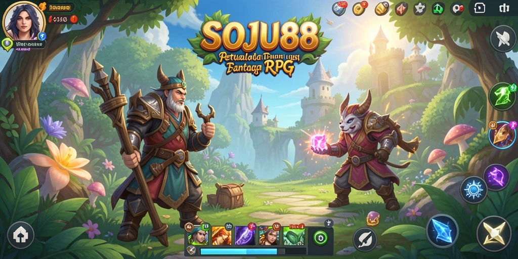 Screenshot gameplay SOJU88 dengan aksi karakter di dunia RPG yang penuh petualangan.