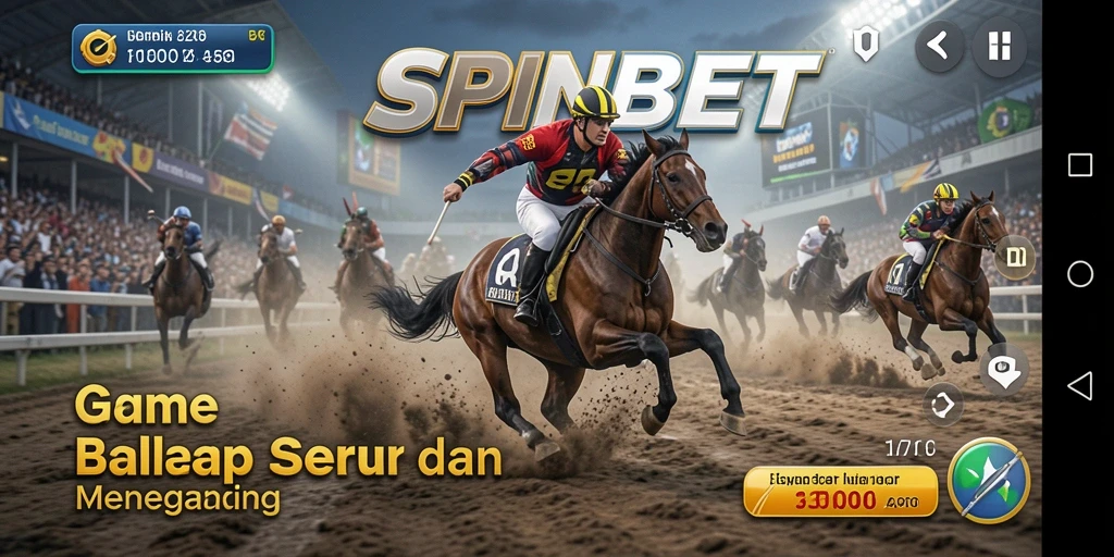 Tampilan gameplay SPINBET yang menegangkan dan seru di jalur balapan.