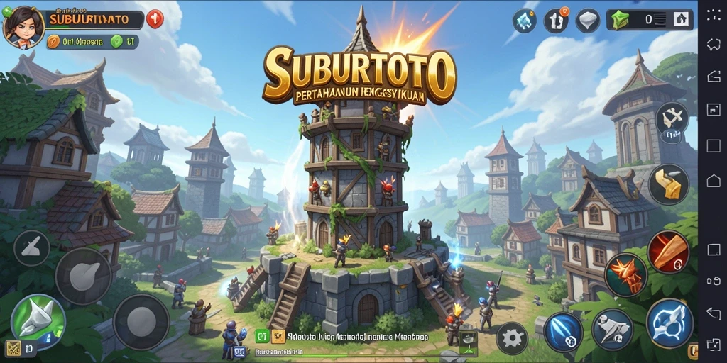Screenshot menunjukkan aksi seru dalam permainan Tower Defense.