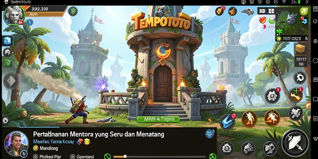 Tampilan gameplay menara yang menantang di TEMPOTOTO.