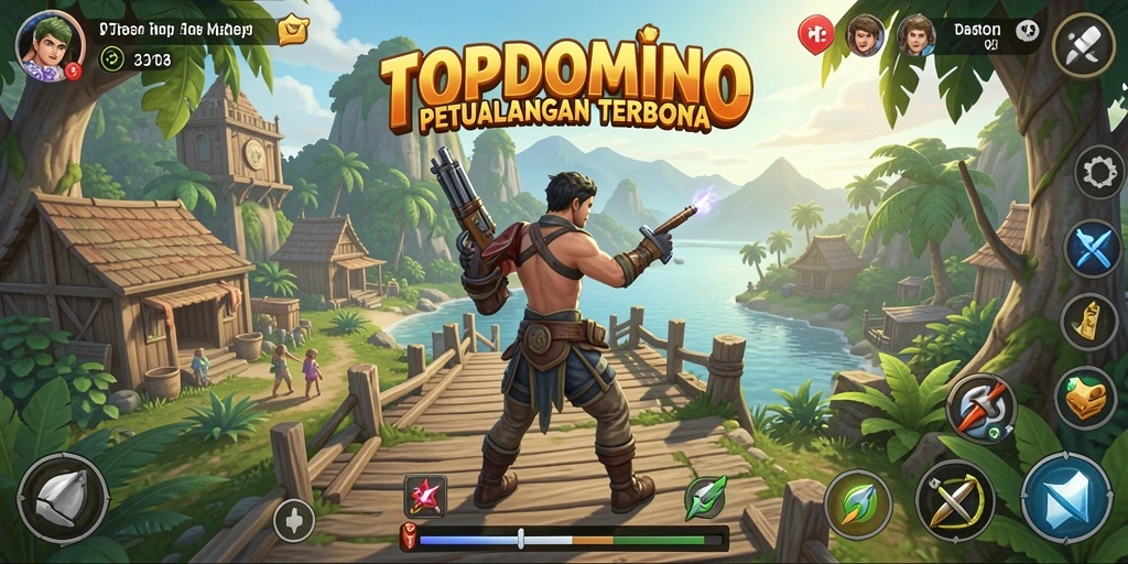 Screenshot gameplay TOPDOMINO yang menampilkan petualangan dalam dunia terbuka.